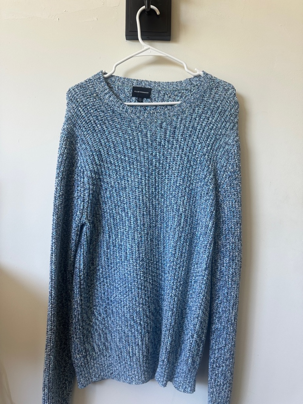 Club Monaco Heathered Light Blue Crewneck Sweater
